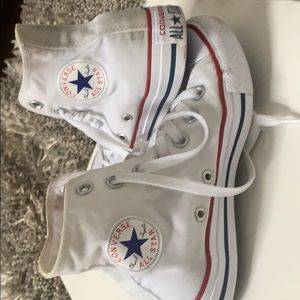 Used white high top all star converse